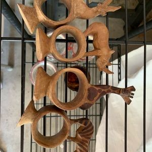 Vintage Animal Napkin Rings Wooden